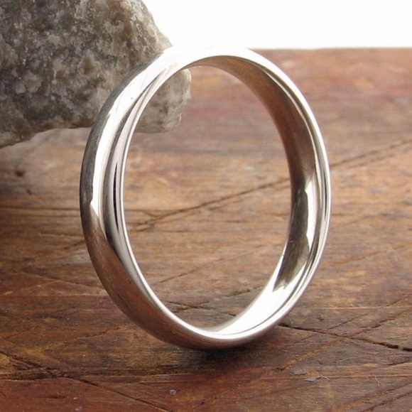 New Gun Metal Sterling Silver Court Thin Polished Classic 2mm Wedding Ring - Picture 3 of 10